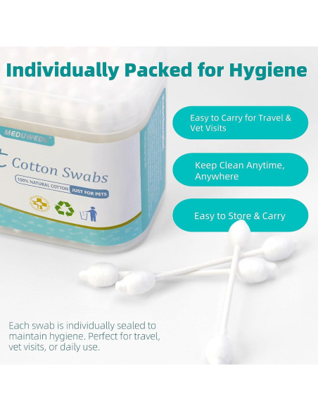 Hisopos de Algodón para Mascotas MEDUWEDU - 55 Unidades