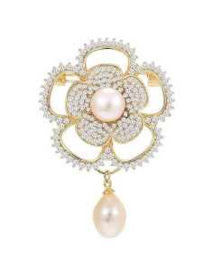 Broche de Strass Dorado para Mujeres - Joyería Elegante Floral