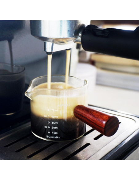 Jarra Medidora de Vidrio BCnmviku 75ml con Asa de Madera