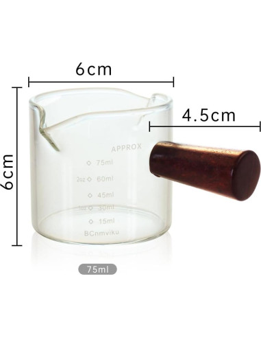 Jarra Medidora de Vidrio BCnmviku 75ml con Asa de Madera