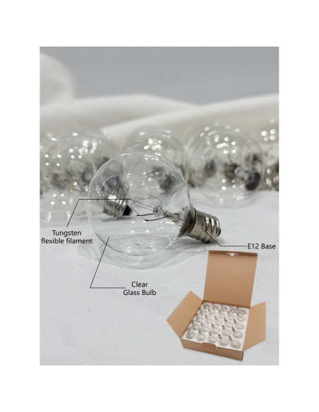 Bombillas Globo G40 Sunsgne 5W E12 C7 Paquete de 25