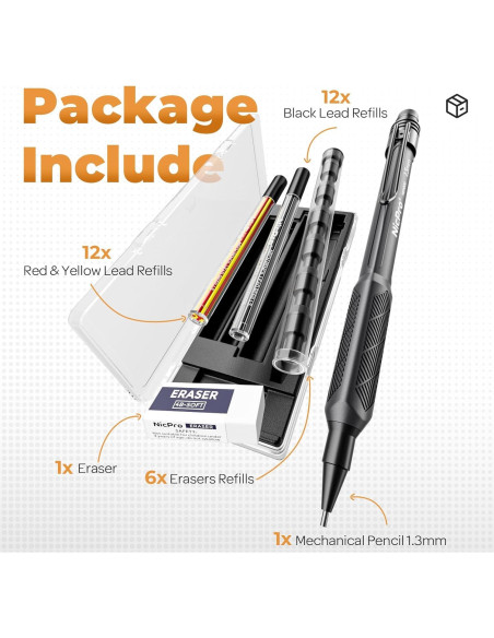 Conjunto de Lápices Mecánicos Nicpro 1.3mm Resistente al Agua