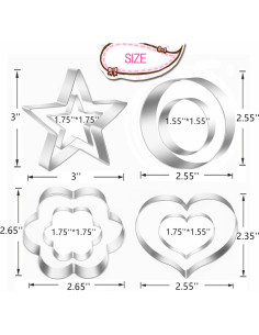 Juego de 8 Cortadores de Galletas TOPYUCHU Acero Inoxidable 2