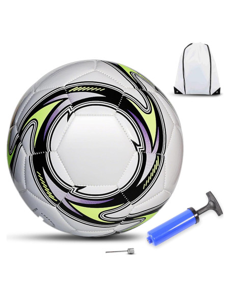 Balón de Fútbol Tamaño 5 LEKAYIHU PU Tornado Blanco con Bomba Balón de Fútbol Tamaño 5 LEKAYIHU PU Tornado Blanco con Bomba