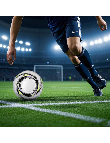 Balón de Fútbol Tamaño 5 LEKAYIHU PU Tornado Blanco con Bomba Balón de Fútbol Tamaño 5 LEKAYIHU PU Tornado Blanco con Bomba