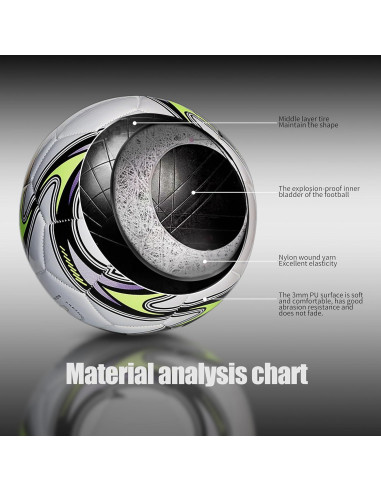 Balón de Fútbol Tamaño 5 LEKAYIHU PU Tornado Blanco con Bomba