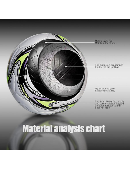 Balón de Fútbol Tamaño 5 LEKAYIHU PU Tornado Blanco con Bomba Balón de Fútbol Tamaño 5 LEKAYIHU PU Tornado Blanco con Bomba