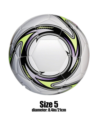 Balón de Fútbol Tamaño 5 LEKAYIHU PU Tornado Blanco con Bomba