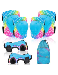 Conjunto de Protección Infantil PAMAID 7 en 1 - Rodilleras, Coderas y Muñequera Ajustables para Niños 3-8 Años