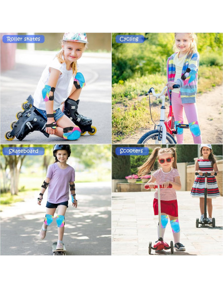 Conjunto de Protección Infantil PAMAID 7 en 1 - Rodilleras, Coderas y Muñequera Ajustables para Niños 3-8 Años
