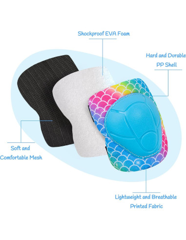 Conjunto de Protección Infantil PAMAID 7 en 1 - Rodilleras, Coderas y Muñequera Ajustables para Niños 3-8 Años