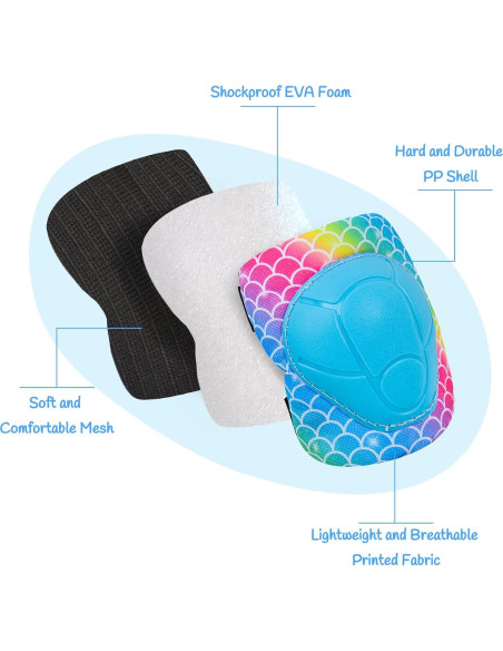 Conjunto de Protección Infantil PAMAID 7 en 1 - Rodilleras, Coderas y Muñequera Ajustables para Niños 3-8 Años