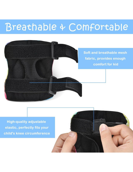Conjunto de Protección Infantil PAMAID 7 en 1 - Rodilleras, Coderas y Muñequera Ajustables para Niños 3-8 Años