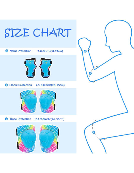Conjunto de Protección Infantil PAMAID 7 en 1 - Rodilleras, Coderas y Muñequera Ajustables para Niños 3-8 Años