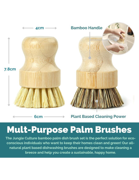 Juego de 2 Estropajos de Cocina Jungle Culture - Cepillos de Bambú Ecológicos