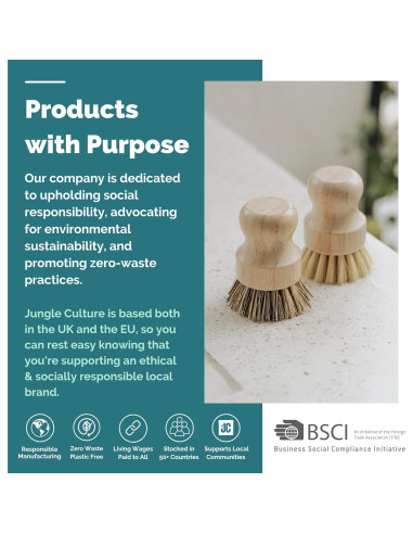Juego de 2 Estropajos de Cocina Jungle Culture - Cepillos de Bambú Ecológicos