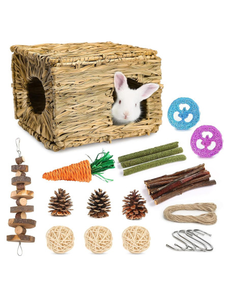 Casa de Hierba para Conejos PStarDMoon 30x20x23cm Natural