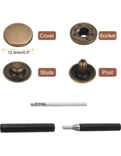 Kit de Broches a Presión de Cuero HARFINGTON 25 Set 12.5mm Bronce 2