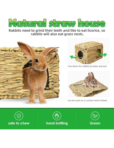 Casa de Hierba para Conejos PStarDMoon 30x20x23cm Natural