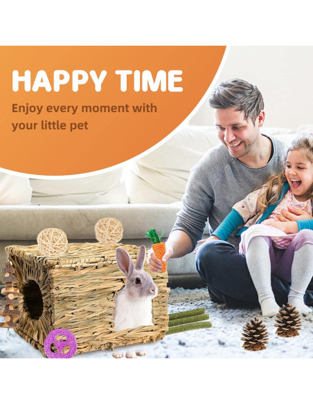 Casa de Hierba para Conejos PStarDMoon 30x20x23cm Natural