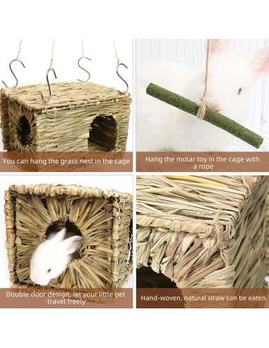 Casa de Hierba para Conejos PStarDMoon 30x20x23cm Natural