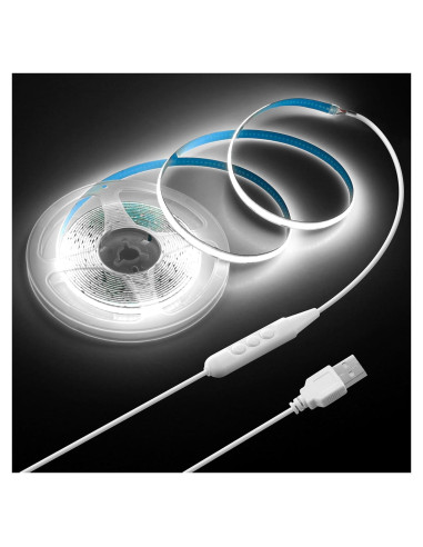 Tira de Luz LED COB 5M Blanca Fría USB Samsion 320 LEDs/M