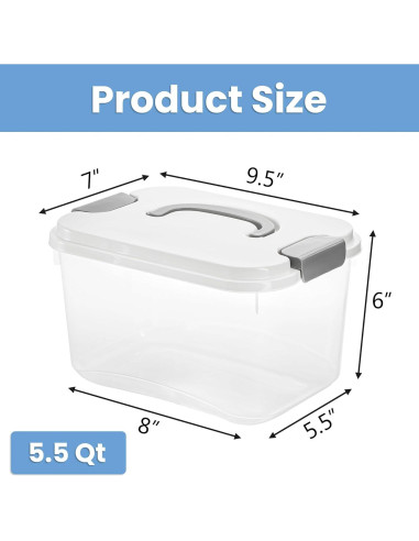 Contenedores de Almacenamiento Elsjoy 8 Piezas 5.5 Qt Plástico