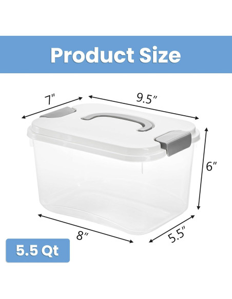 Contenedores de Almacenamiento Elsjoy 8 Piezas 5.5 Qt Plástico