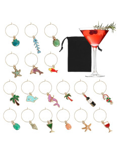 Juego de 18 Charms para Copas de Vino Temática Playa