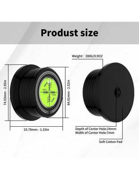 Peso de Disco de Vinilo Viborg LP528B 280g con Nivel de Burbuja