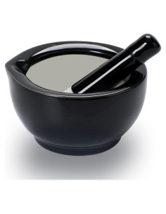 Conjunto de Mortero y Mano ONTUBE Cerámica 8.13 cm Negro