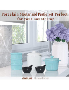 Conjunto de Mortero y Mano ONTUBE Cerámica 8.13 cm Negro 2