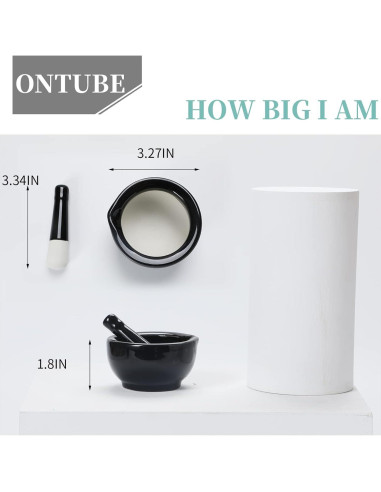 Conjunto de Mortero y Mano ONTUBE Cerámica 8.13 cm Negro