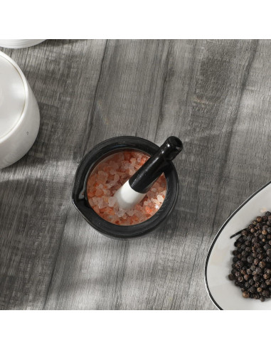 Conjunto de Mortero y Mano ONTUBE Cerámica 8.13 cm Negro