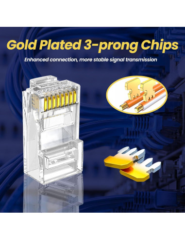 Conectores RJ45 Passthrough Cat6 PETECHTOOL 130 Piezas