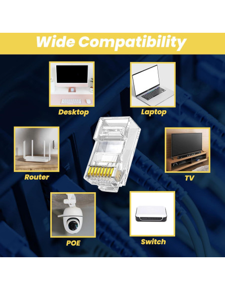 Conectores RJ45 Passthrough Cat6 PETECHTOOL 130 Piezas