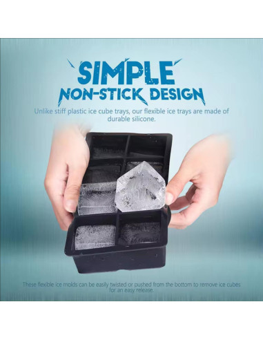 Bandeja de Hielo de Silicona DUTHINGS - 2 Moldes Grandes 16 Cubos