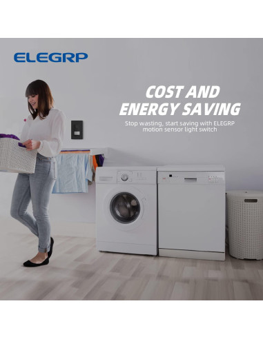Interruptor de luz con sensor de movimiento ELEGRP negro mate