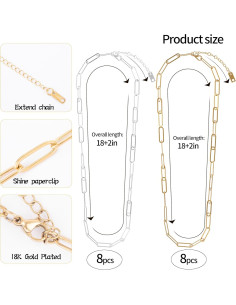 Paquete de 16 cadenas de collar 18" chapadas en oro 18K 2
