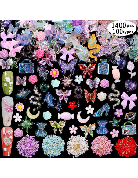 Set de 250 Adornos para Uñas 3D Tanhu - Colores y Formas Variadas