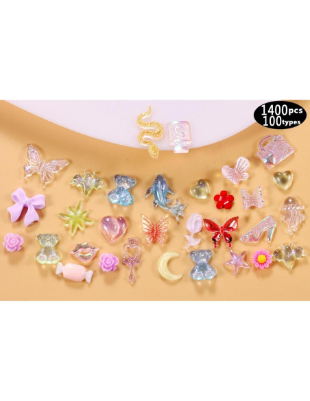 Set de 250 Adornos para Uñas 3D Tanhu - Colores y Formas Variadas