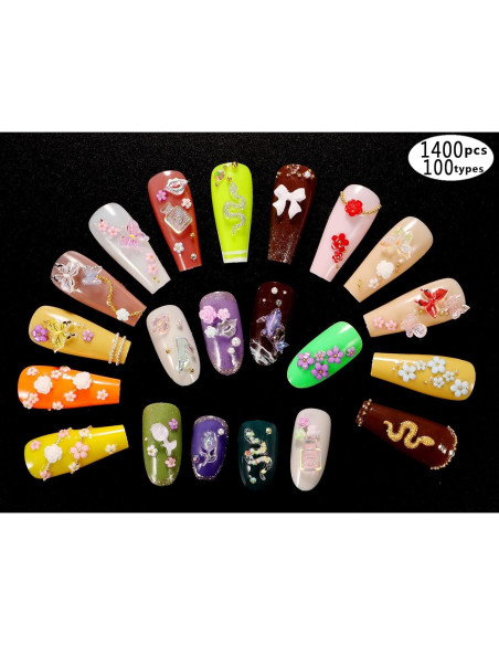 Set de 250 Adornos para Uñas 3D Tanhu - Colores y Formas Variadas