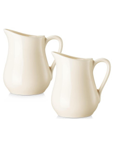 Jarra de Crema Gurygo 110ml Beige Set de 2 Cerámica Apta Microondas
