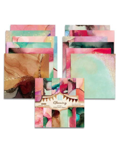 Papel de Scrapbook Rosa Mármol iKammo 30x30 cm - 24 Hojas