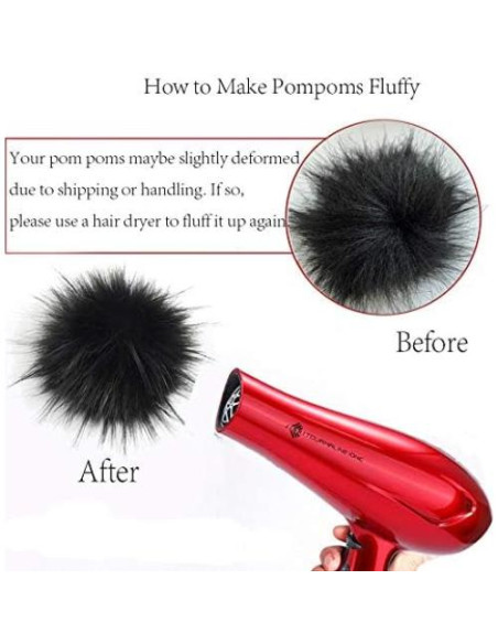 Paquete de 6 Pompones de Piel Falsa LFOUVRE Rosa 10 cm