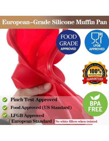 Molde de Muffin de Silicona Aokinle 6 Tazas Antiadherente Rojo