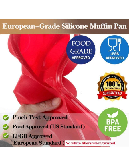 Molde de Muffin de Silicona Aokinle 6 Tazas Antiadherente Rojo Molde de Muffin de Silicona Aokinle 6 Tazas Antiadherente Rojo