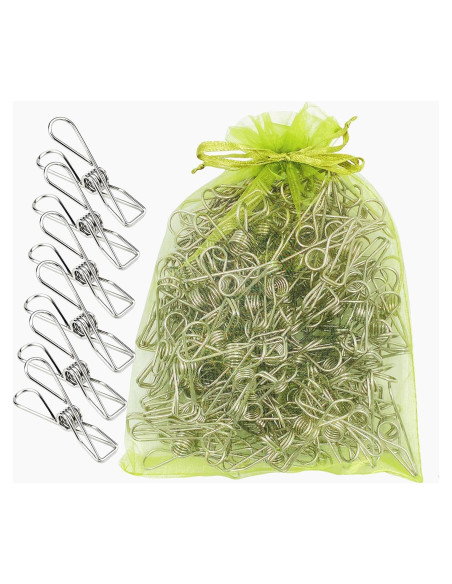 Paquete de 100 Pinzas de Ropa de Metal BONYCUST - Acero Inoxidable