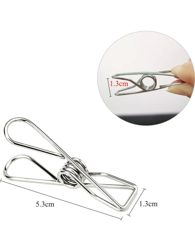 Paquete de 100 Pinzas de Ropa de Metal BONYCUST - Acero Inoxidable