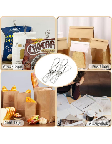 Paquete de 100 Pinzas de Ropa de Metal BONYCUST - Acero Inoxidable